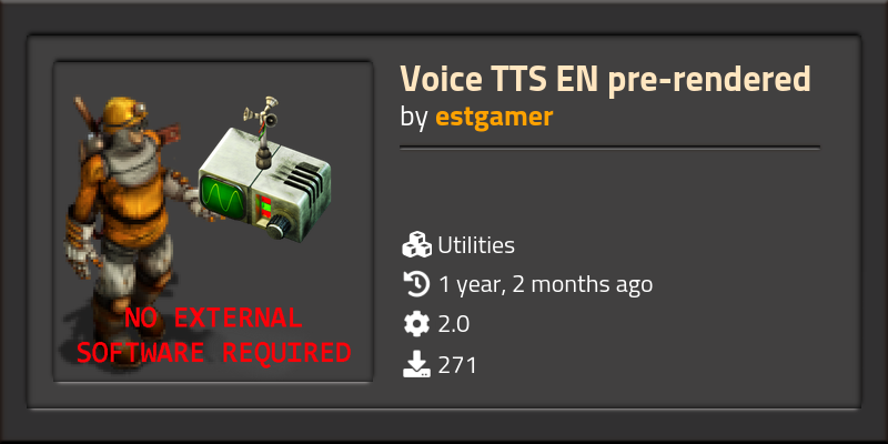 Voice TTS EN pre-rendered - Click to view on Factorio mod portal