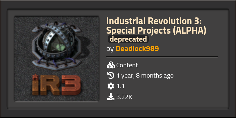 Industrial Revolution 3: Special Projects (ALPHA) - Factorio Mods