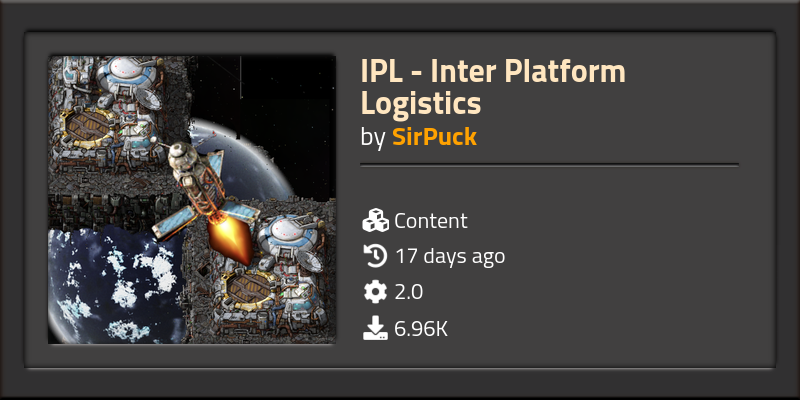 IPL - Inter Platform Logistics - Click to view on Factorio mod portal