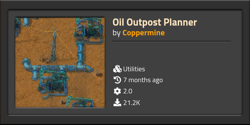 Oil Outpost Planner - Click to view on Factorio mod portal