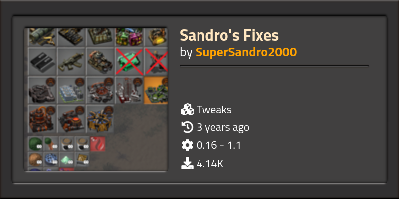 Sandro's Fixes - Factorio Mods