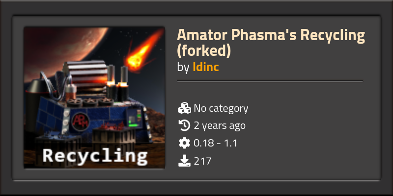 Amator Phasma s Recycling forked Factorio Mods